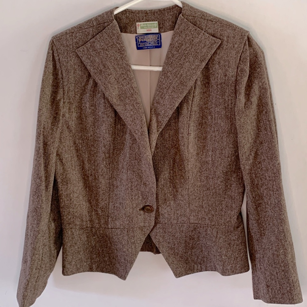 Pendleton Vintage Virgin Wool Herringbone Blazer … - image 1